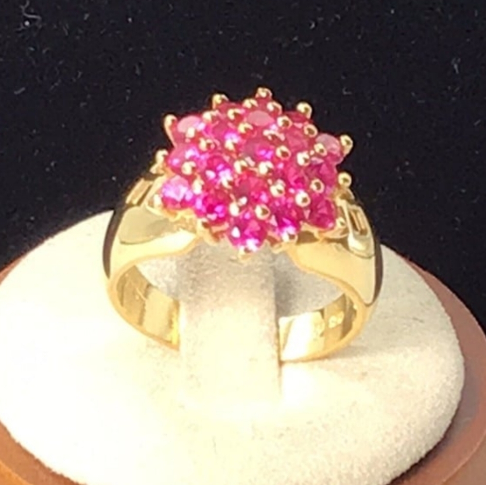Ruby Ring Gold Plated Sterling Silver Ring - image 2